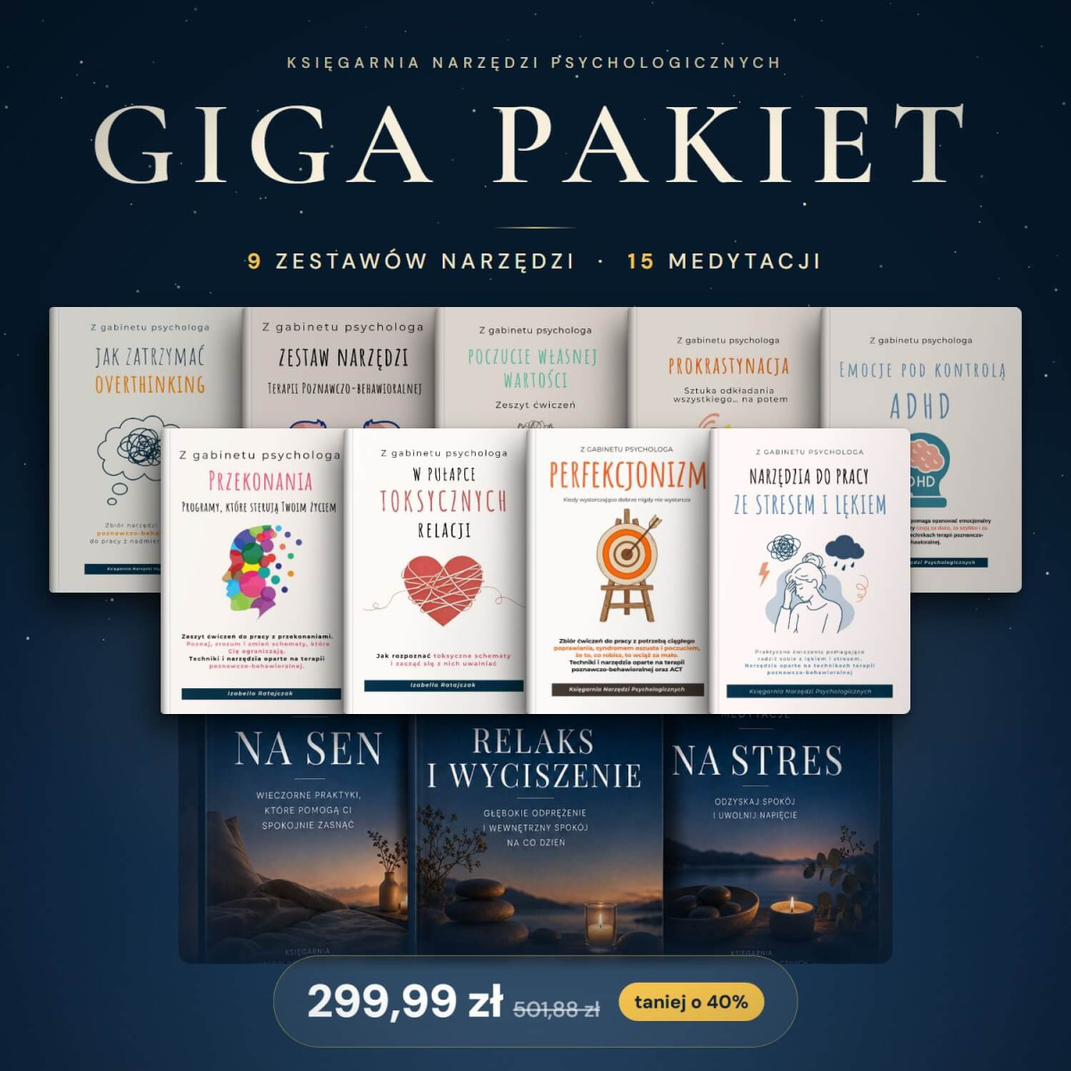 Giga Pakiet: 9 zestawów narzędzi psychologicznych i 15 medytacji
